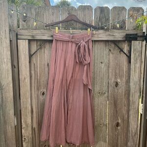 Women’s Dusty Rose Tie-Waist Maxi Skirt